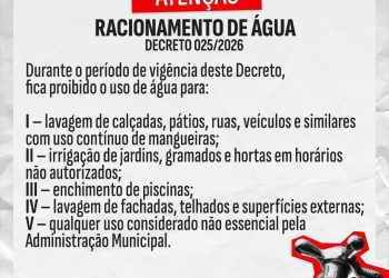 Estiagem leva Vespasiano Corrêa a restringir uso de água e proibir atividades não essenciais